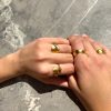 Sterling silver ring – gold plated / olive ring
