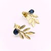 Olive Branch Brass Stud Earrings