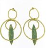 Verdigris Olive Leaf Brass Stud Earrings