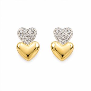 925 Sterling Silver Double Heart Earrings