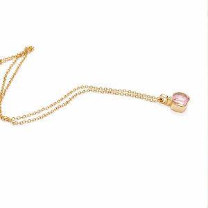 Elegant sterling silver necklace with pink crystal