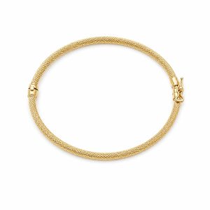 Gold-Plated 925 Sterling Silver Mesh Bangle Bracelet