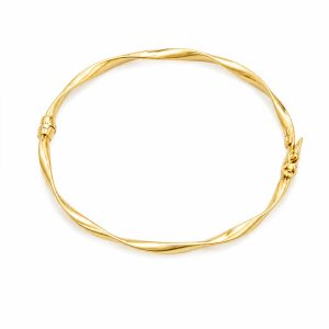 Gold-Plated 925 Sterling Silver Twisted Bangle Bracelet