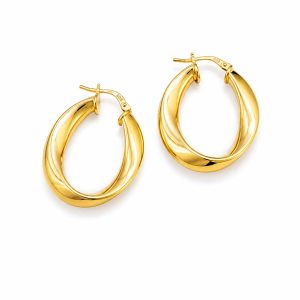 Gold Plated Sterling Silver Twisted Hoop Earrings