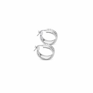 sterling silver 925 hoop earrings with a diamond-cut textured