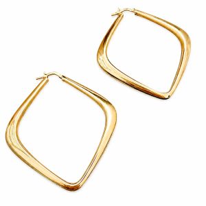 Gold-Plated 925 Sterling Silver Geometric Hoop Earrings