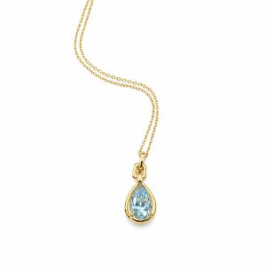 Gold-Plated Sterling Silver Necklace with Blue Crystal Pendant