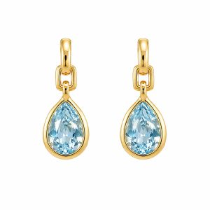 Gold-Plated Sterling Silver 925 Earrings with Blue Crystal