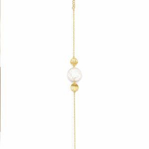 Gold-Plated 925 Sterling Silver Pearl Bracelet