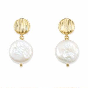 Gold-Plated 925 Sterling Silver Pearl Earrings