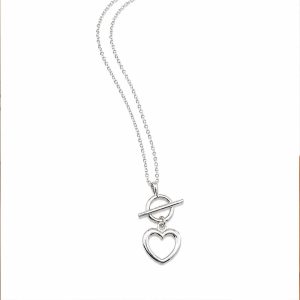 Sterling Silver 925 Heart Toggle Necklace